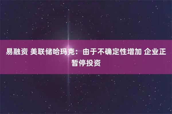 易融资 美联储哈玛克：由于不确定性增加 企业正暂停投资